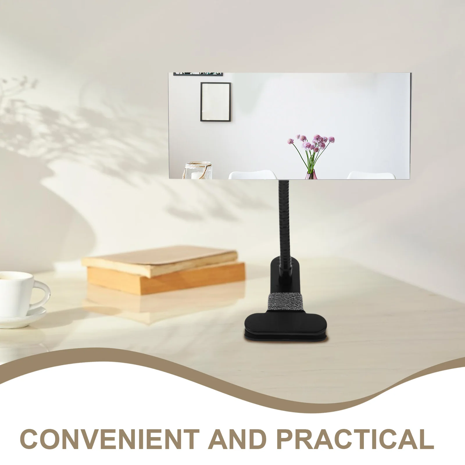 Clip on Security Mirror Black Convex Cubicle Desk Computer Monitor Rear View for Personal Safety and Office Productivity