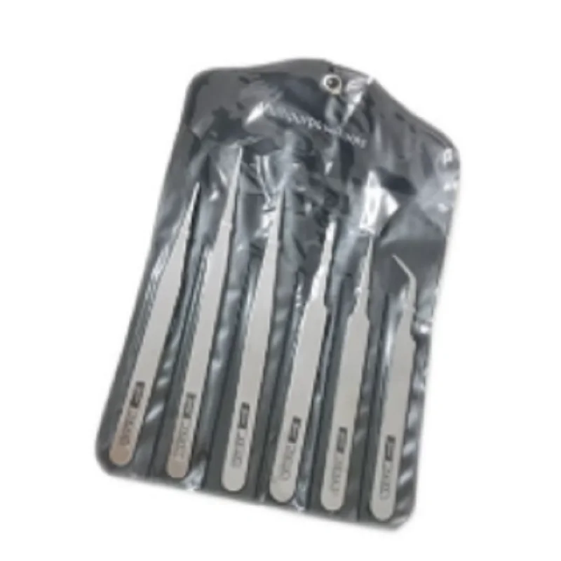 6Pcs Stainless Steel Tweezers Repair Tool Industrial Precision Bent Straight Tweezers Repair Tool
