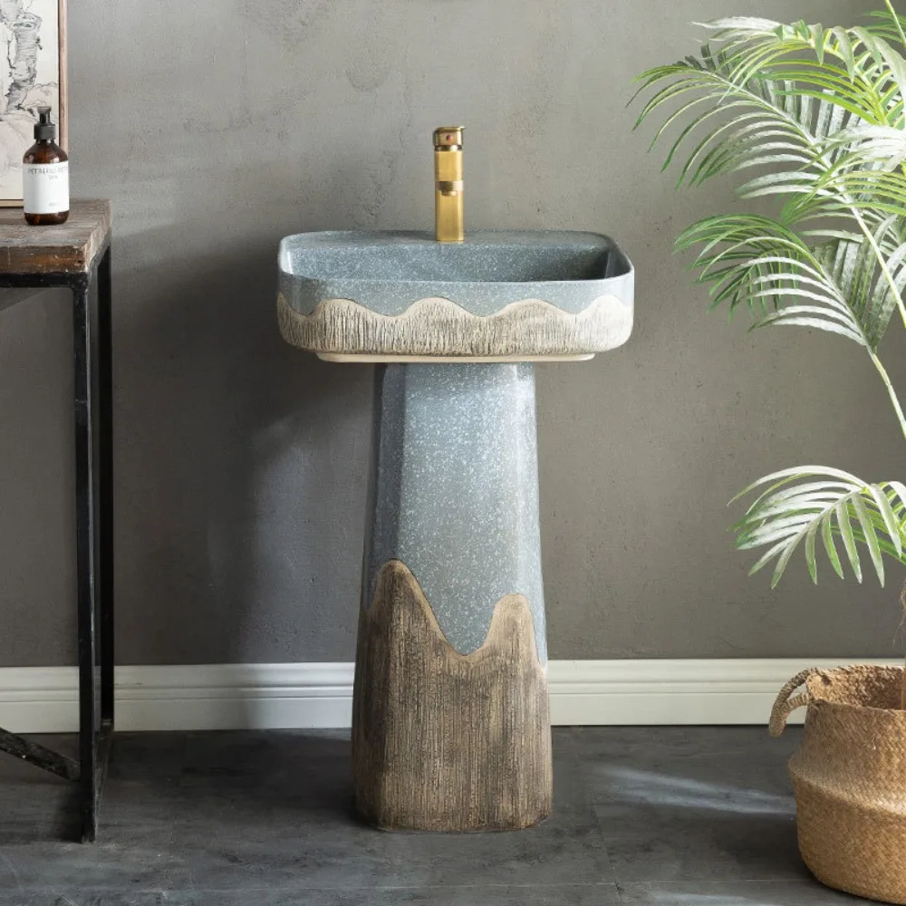 Column outdoor ceramic independent floor basin seat