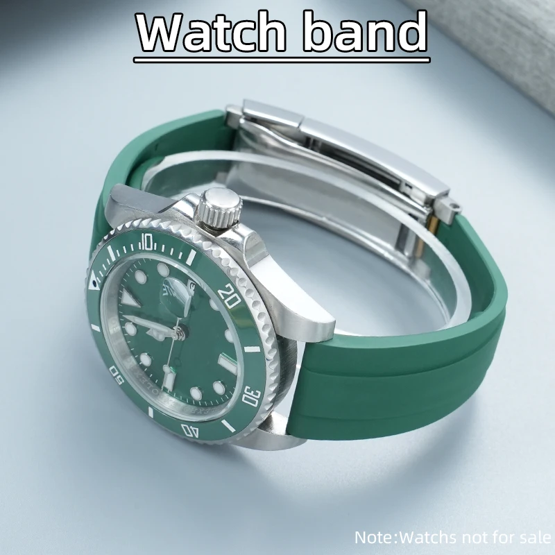 20mm Fluororubber Watch Strap Built-in Memory Steel for Rolex Daytona Submariner Gold Yacht-Master GMT Datejust Oyster Replaceme