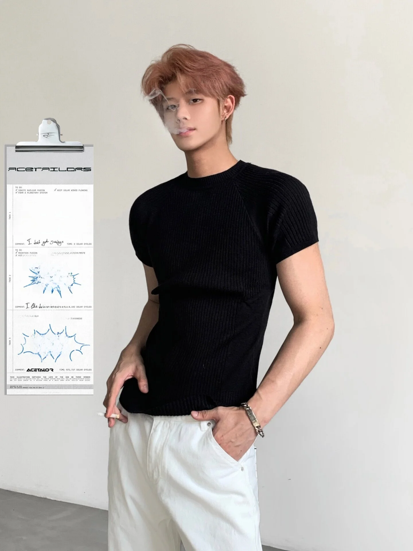 Ace Modal 260g Minimalist Boxy Short Sleeve T-Shirt Men Summer American Casual Fitness Inner Wear Comfortable Breathable