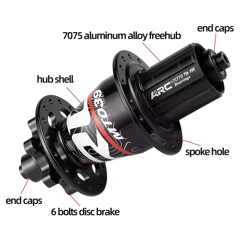 قوس MT039 الجبلية الجبهة الخلفية دراجة محاور 32H 6 البراغي القرص دراجة محور QR من خلال 135 مللي متر 142 مللي متر HG XD MS 11 12 فولت محور عجلات 6-ألوان #3