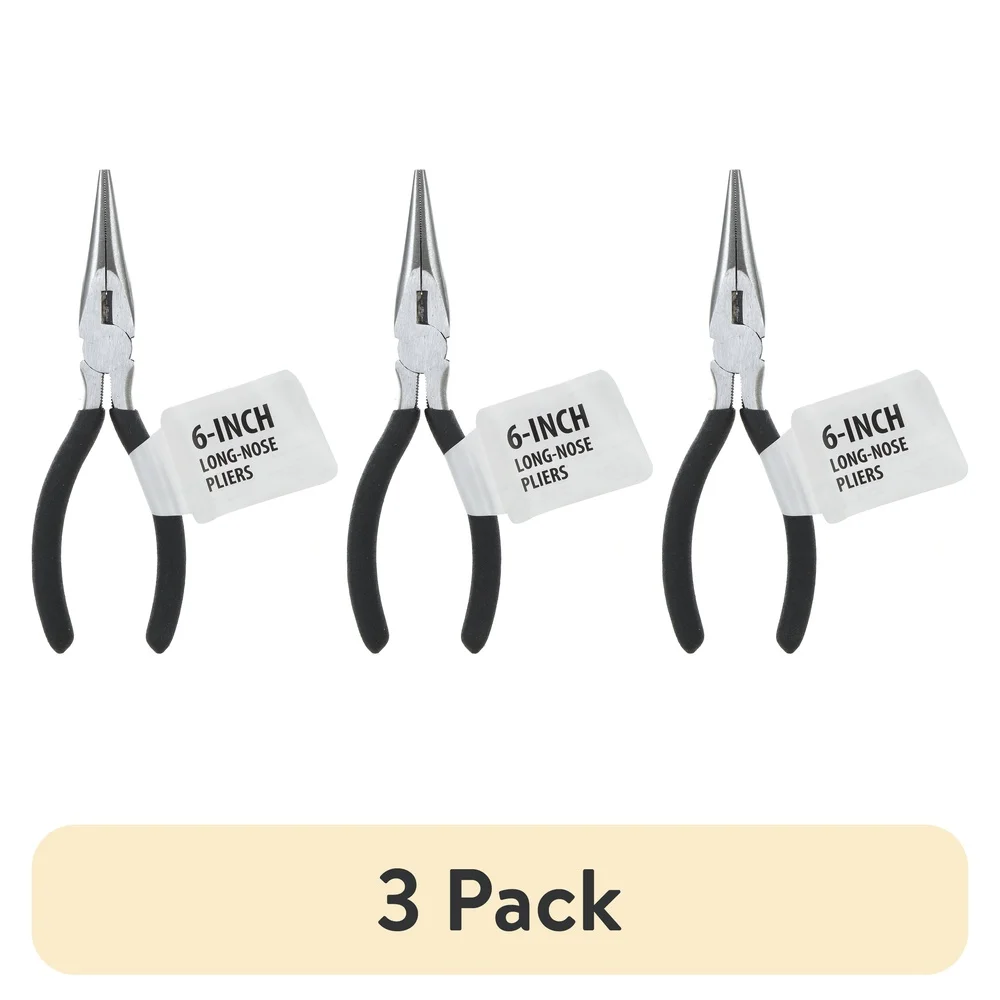 6 بوصة كماشة بأنف طويل 3 حزمة عالية الجودة الكربون الصلب المضادة للتآكل مريح عدم الانزلاق مقابض دائم قطع الانحناء أداة #2