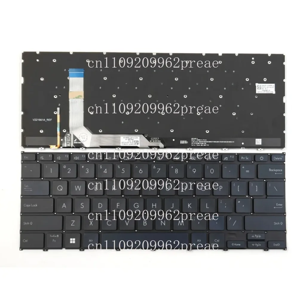 S For Asus ZenBook 14X UX3404V / 14 Flip OLED UP3404 Series Laptop US Layout Black Keyboard With Backlit