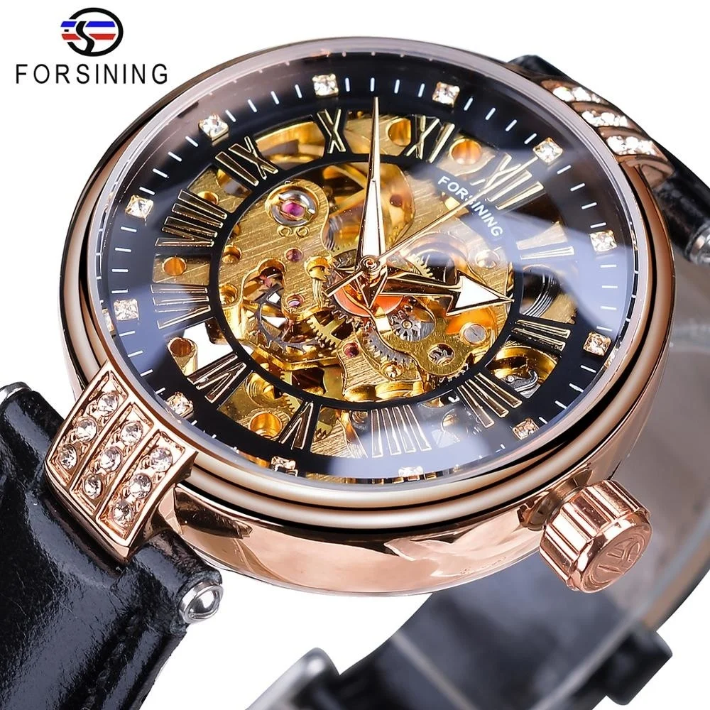 FORSINING 188A Women Female Watch Skeleton Automatic Ladies Elegant Dress Watches Lady Wristwatches Relogio Feminino Mechanical