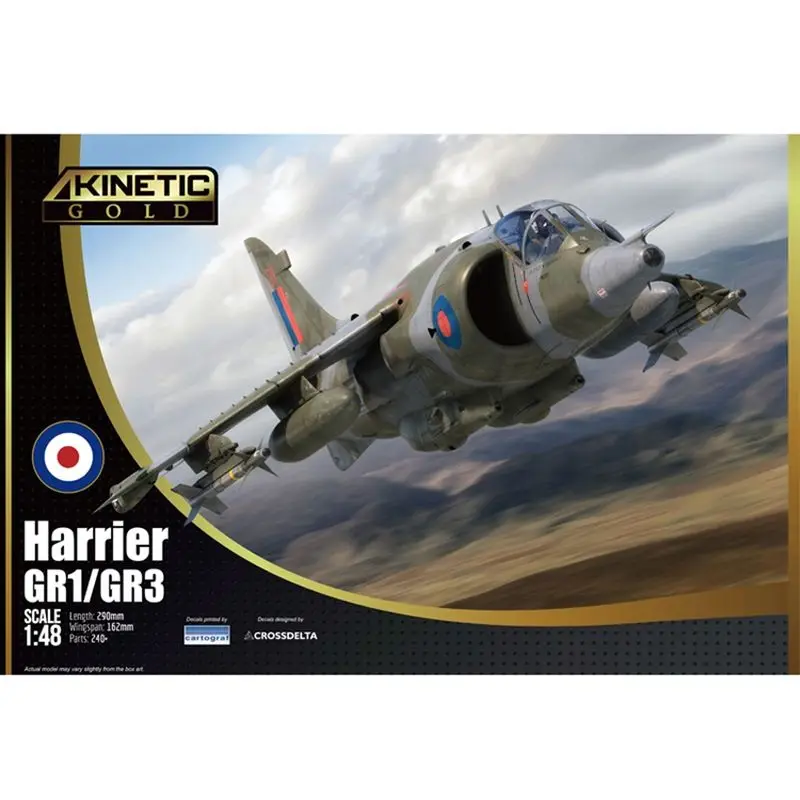 DIY Assemble Military Jet Plane KINETIC K48060 1/48 Harrier GR1/GR3 2‑in‑1 Plastic Hobby Aircraft Kit