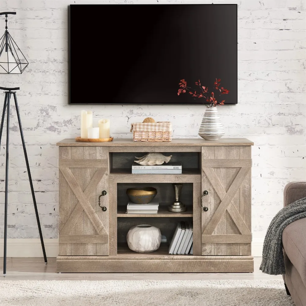 TV Console Cabinet with 2 Door Farmhouse TVs Stand for TVs Up To 50