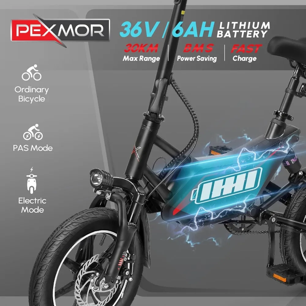 Electric Bike for Adults, 350W Motor (Peak 500W)Full Suspension, 14