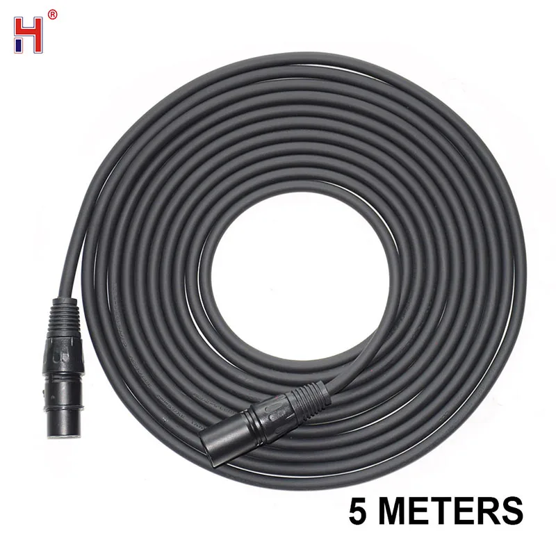 HongYi Cable DMX de 1m/2m/3m/5m/10m, conexión de señal de 3 pines, accesorios de luces de escenario para DJ, iluminación de punto de cabeza móvil,