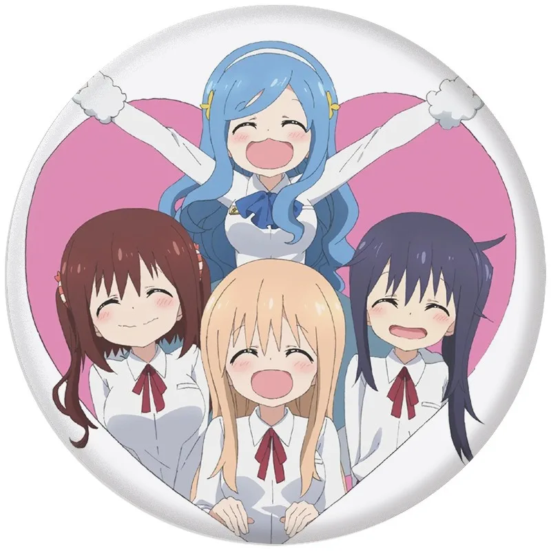 

6cm Doma Umaru Taihei Nanan Ebina Motoba Kirie Simulated Anime Character Fan Alloy Tinplate Badge School Bag Accessories