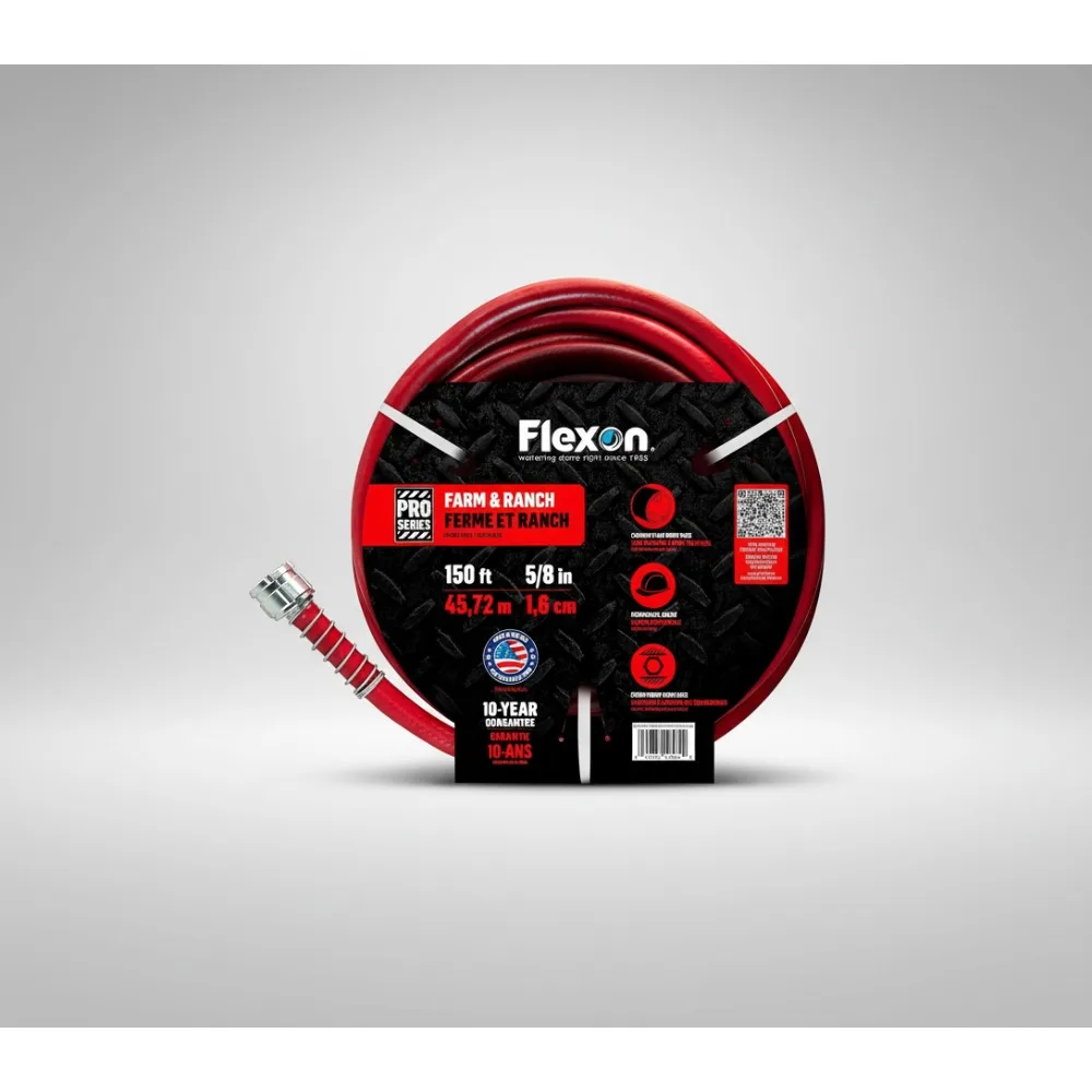 

5/8" x 150ft Heavy-Duty Farm Garden Hose, Kink-Resistant & Durable for Ranch Watering Tasks