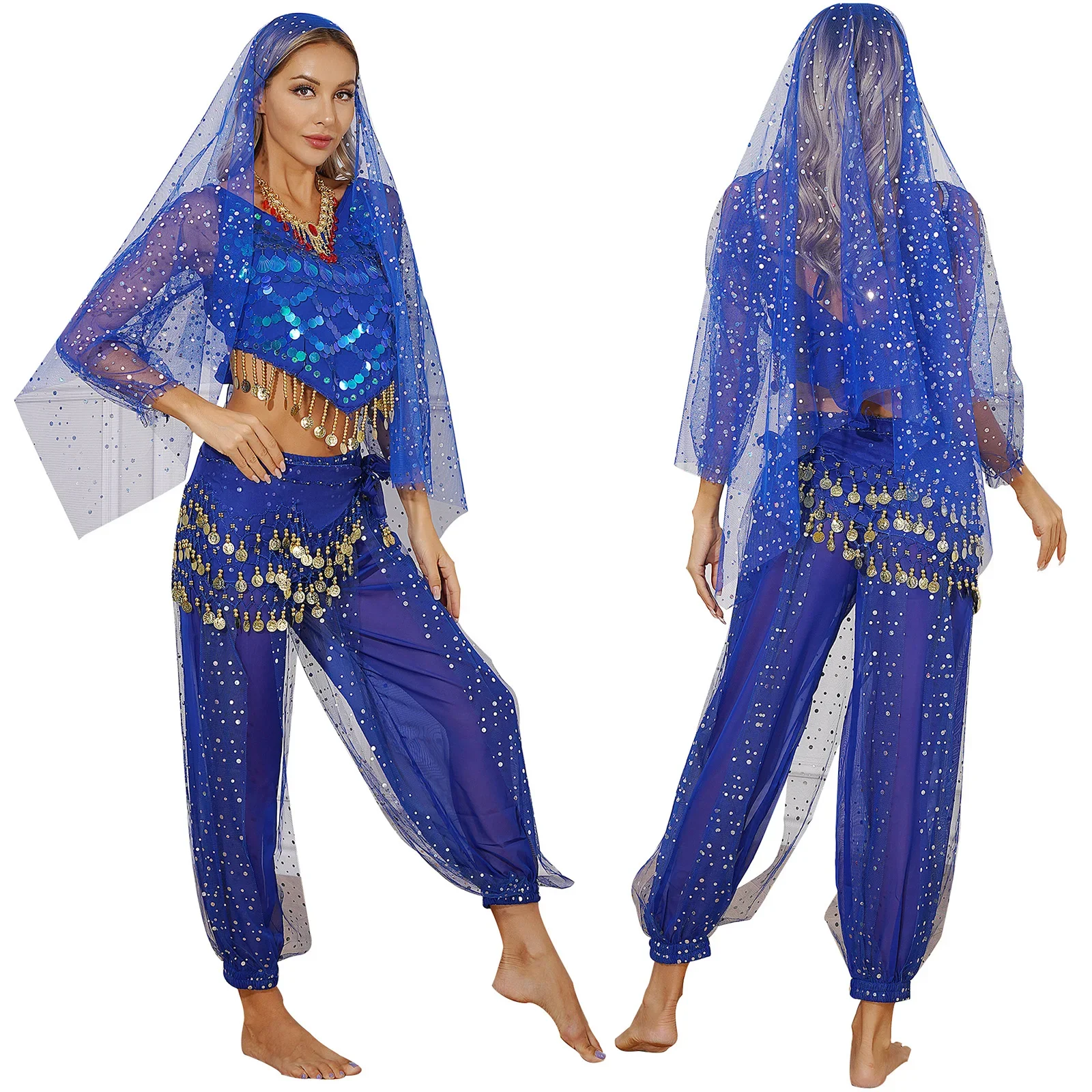 Professional Belly Dancing Costume Women Fancy Theme Party Dress-up Suit Oriental/Indian Dancewear Stage Performance 5-Piece/Set