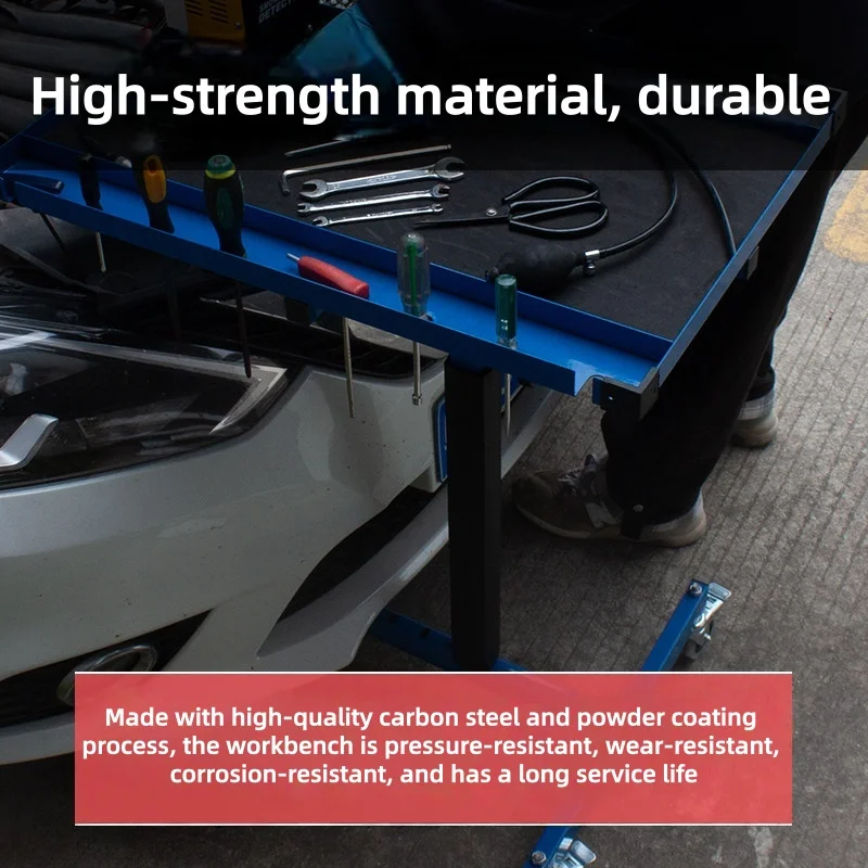 Automotive Repair Tool Cart Mobile Trolley with Multi-functional Parts Storage Workshop for Maintenance Adjustable Working Table