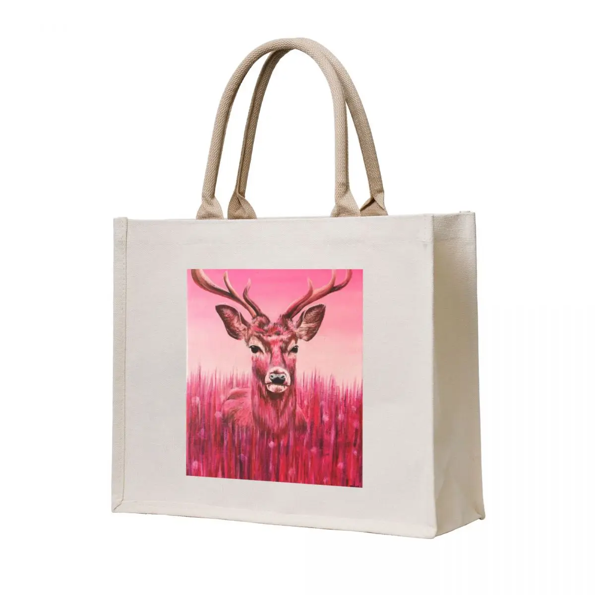 

Pink Stag Tote Bag shopping bag logo Handbags women Canvas bag shopper woman