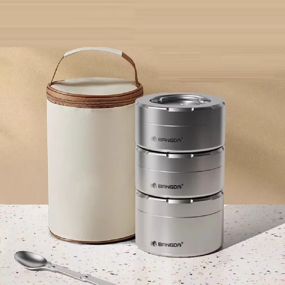 

Insulated Lunch Bucket Stainless Steel Office Worker Brings Meals To Students Multi-layer Portable Lunch Box Soup Bowl With bag