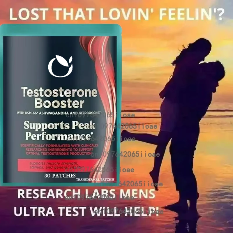 30 Patches Testosterone Booster for Men with Horny Goat Weed, Maca Root Transdermal Patches Energy Stamina Strength