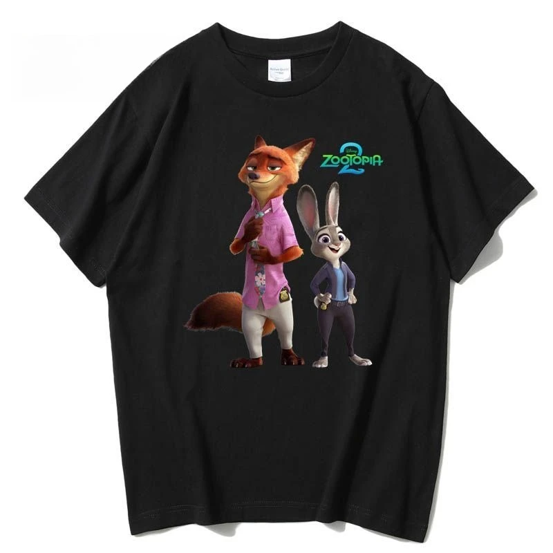 

pin garter women's clothesropa de mujer Disney Zootopia Judy Nick Cotton T-Shirt Cartoon Animation Casual Versatile Short Sleeve