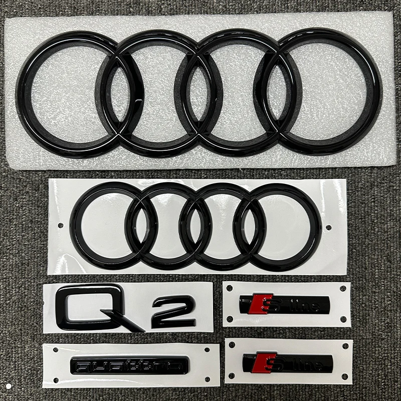 

Automobile new ABS letter sticker modified Audi Q2 front and rear four-ring logo 2016-2018 Quattro Sline car trunk badge black