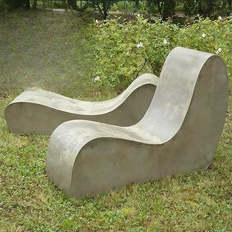 Smooth curved concrete outdoor decorative chairs, garden and courtyard stools, suitable for landscape architecture