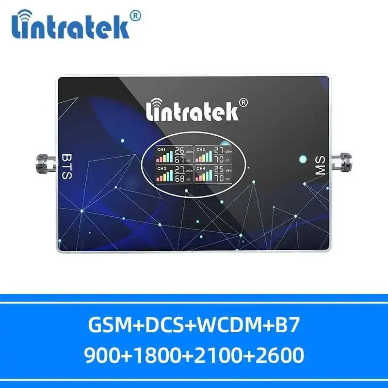 Lintratek booster 4 band 4g 900 1800 2100 2600mhz gsm dcs  WCDMA mobile network equipment cell phone booster