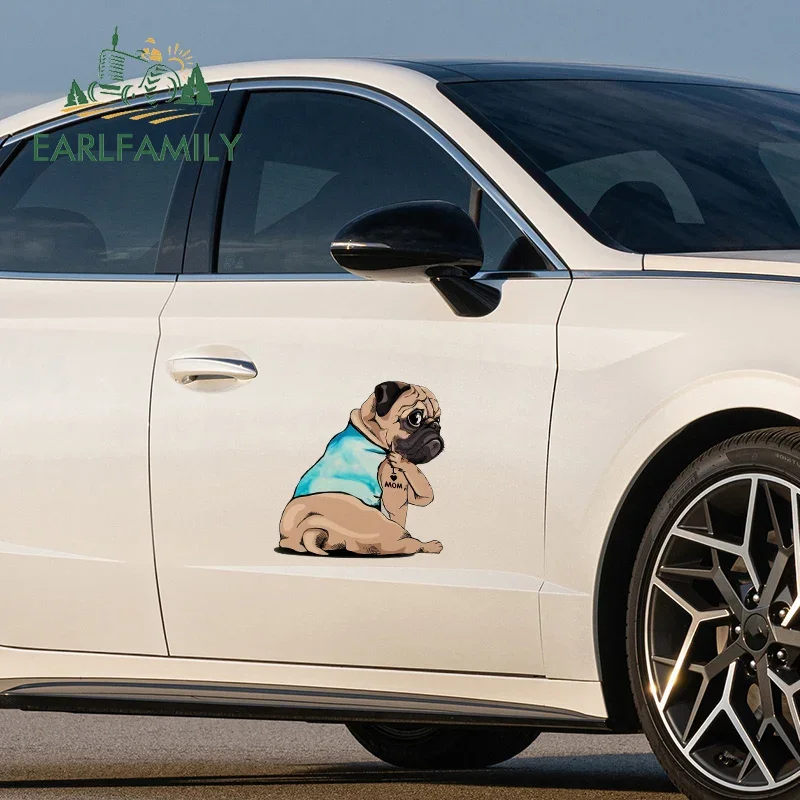 

EARLFAMILY 43 см x 40,3 см для мопса, автомобильные аксессуары, наклейки, водонепроницаемая наклейка, украшение для лобового стекла мотоцикла, кемпера