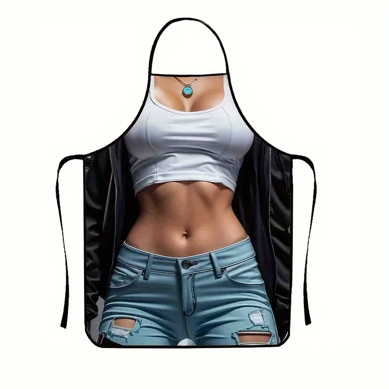 1 Stück schicke, sexy Schürze im Street-Style – Polyester, leicht, für Küche und Esszimmer geeignet, niedliche Schürze