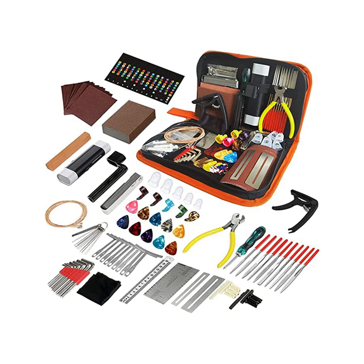 99PCS Guitar Toolbox, Guitar Repair and Maintenance Tools, with Guitar Strings, for Acoustic Guitar Electric Guitar