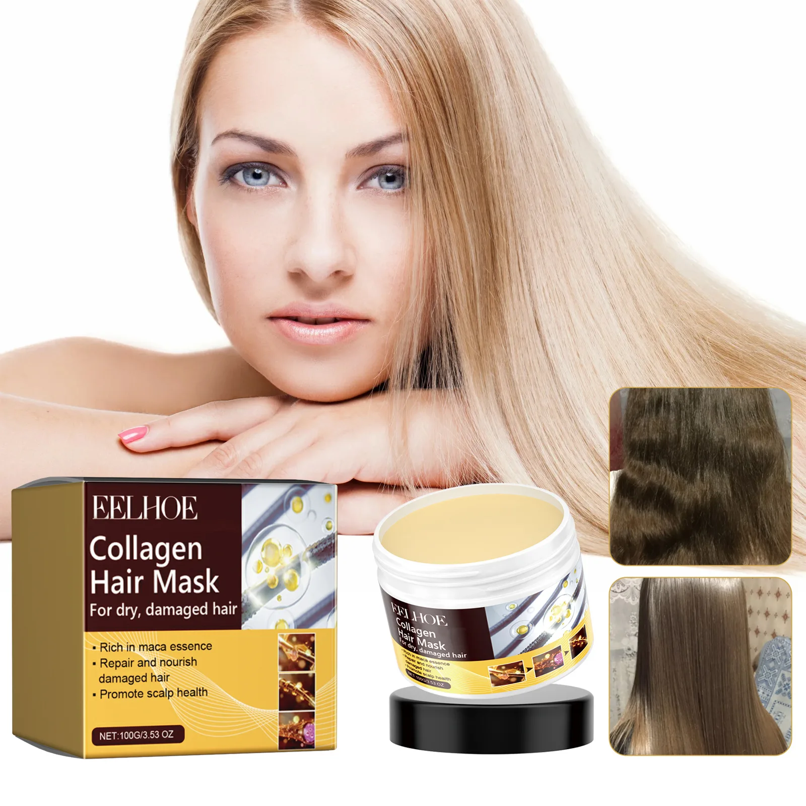 Collagen Repair Hair Mask Moisturizing Smoothing Prevent Hair Breakage Hair Care Soften Frizz Damaged Hair Nourishing Treatment