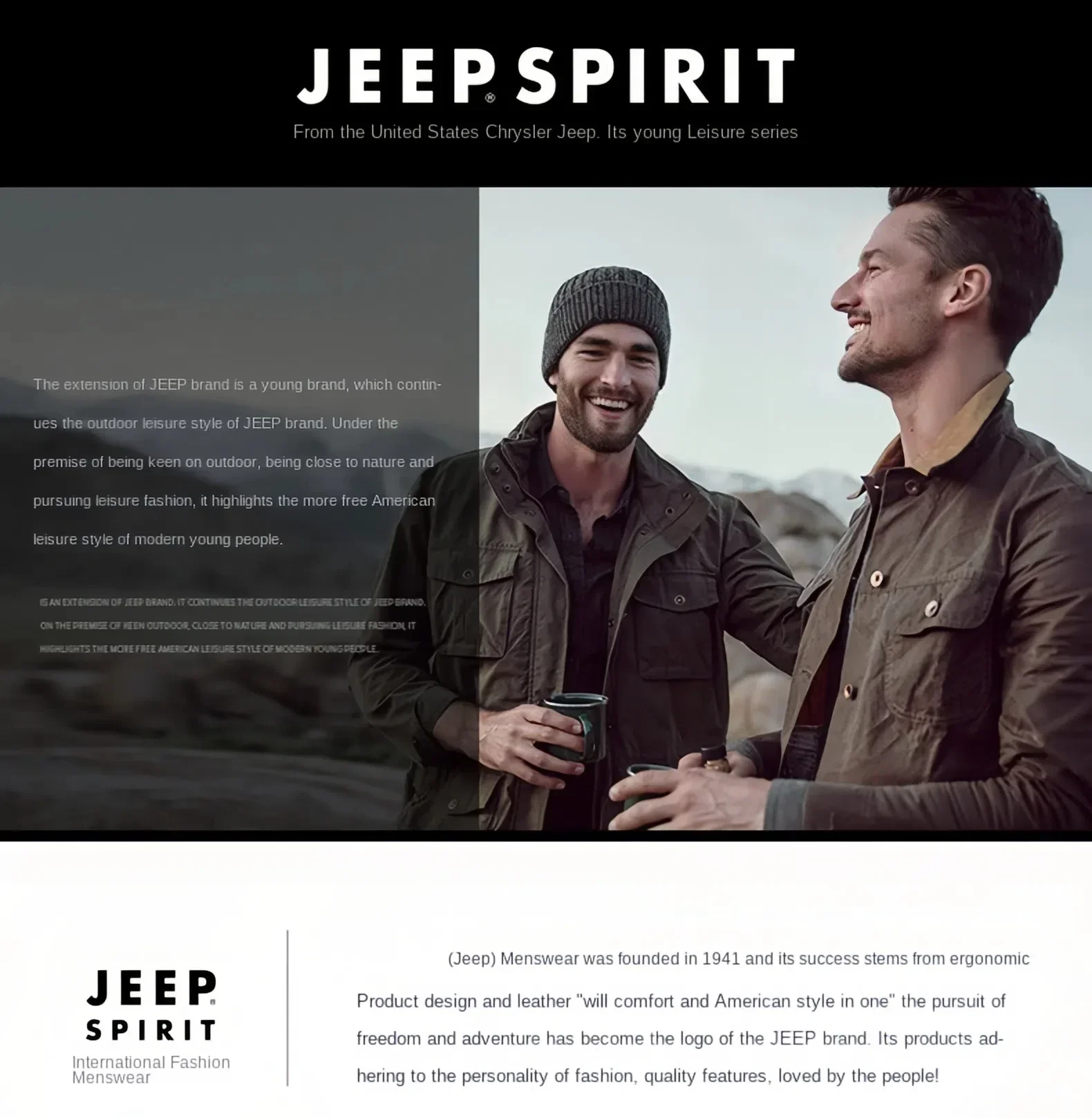New JEEP Men's Heavyweight Crew Neck Sweatshirt, Versatile Printed Casual Pullover for Spring and Autumn
