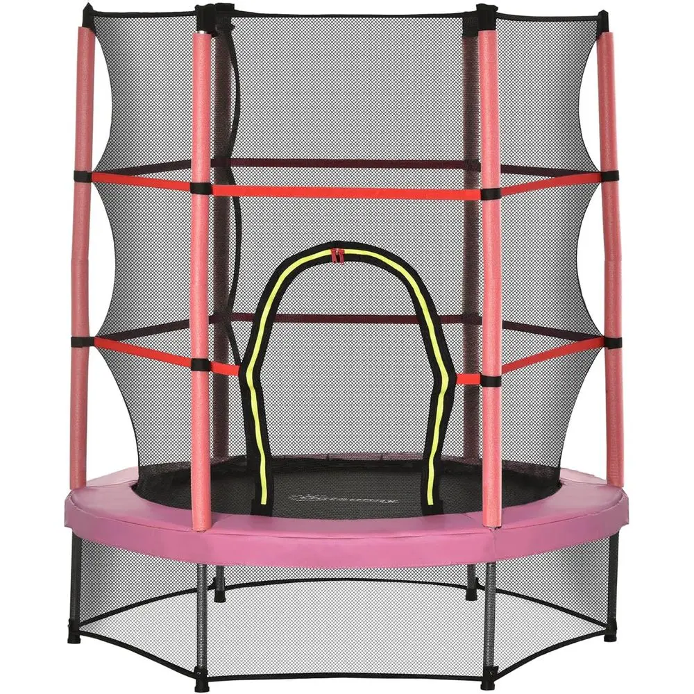 

55 Mini Toddler Trampoline with Safety Net, Spring Design, Suitable for Kids 3-6 Years Indoor/Outdoor Play