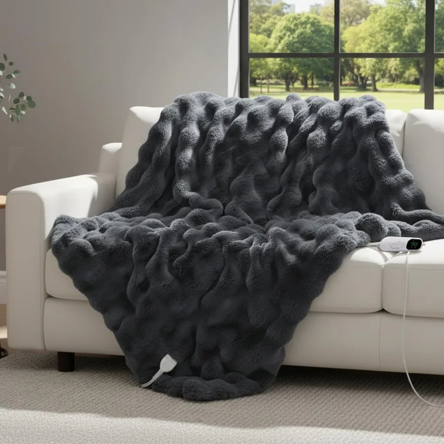 

Электрическое одеяло из искусственного кроличьего меха, объемное, 51 x 75 дюймов, с одним подогревом, с 6 нагревами и автоматическим таймером, плюшевое, с длинным ворсом и быстрое нагревание M