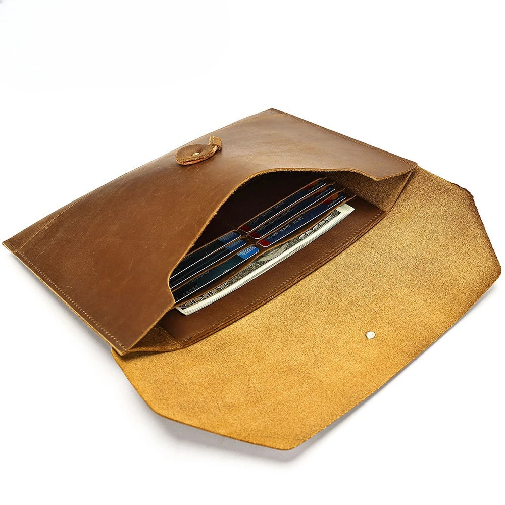 Men's Minimalist Leather Handbag - Soft Cowhide File Folder, Professional Business Padfolio for iPad & A4 Papers
