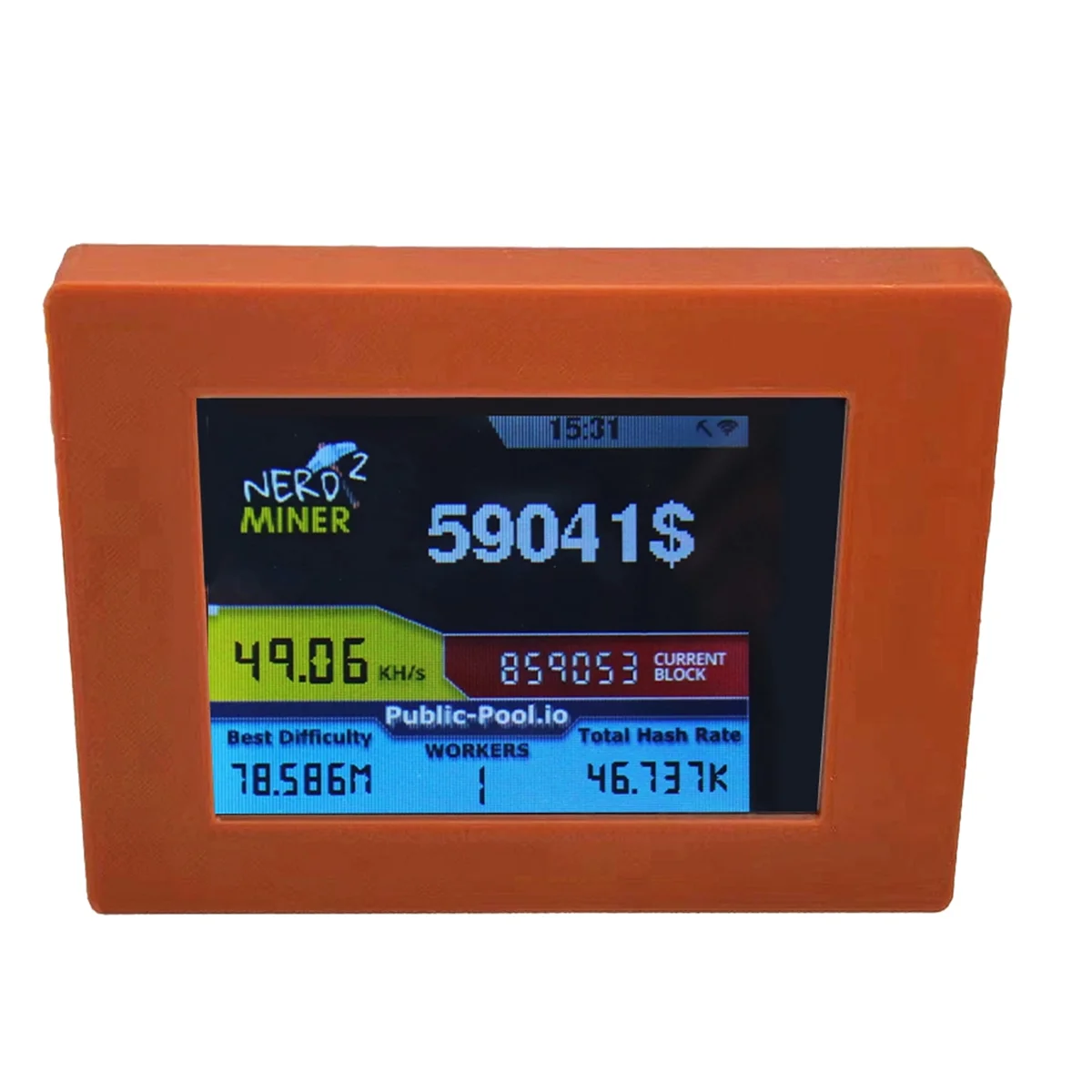 Nerdminer V2 Miner 56KH/S 2,8-calowy wyświetlacz LCD BTC Loteria Miner Bitcoin Solo Miner Nerd Miner Brązowy