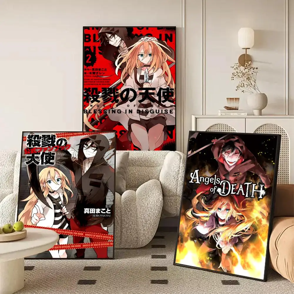 أنيمي A_Angels of D_Death اللوحة الخط الكتان قماش المشارك جدار يطبع لغرفة المعيشة غرفة نوم مكتب ديكور المنزل
