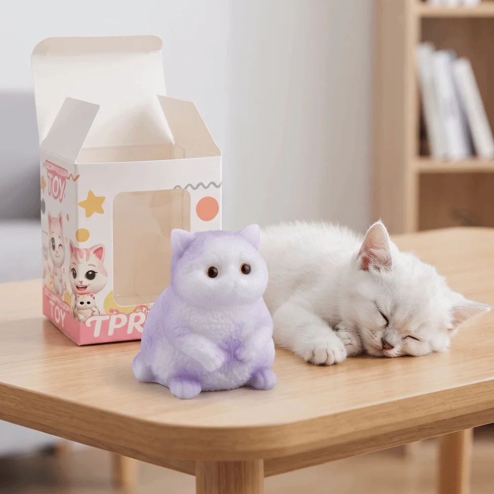 Fast Rebound Cat Squishy Toy Slow Rising TPR Material Cat Fidget Toy Mini Size Animal Figure Cat Squishy Doll Party Decoration