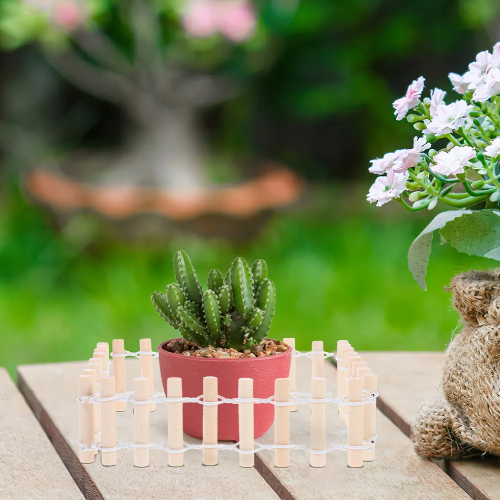 

20Pcs Miniature Round Wood Fence Unique Design Mini Garden Decoration Succulent Plants Small Wooden Fence Ornament