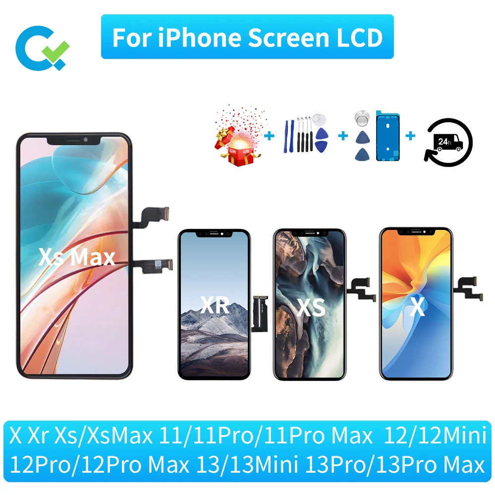 

OLED Display For Pantalla iPhone XR XS Max LCD Screen Digitizer Assembly For Ecran iPhone X Part With 3D Touch True Tone Replace