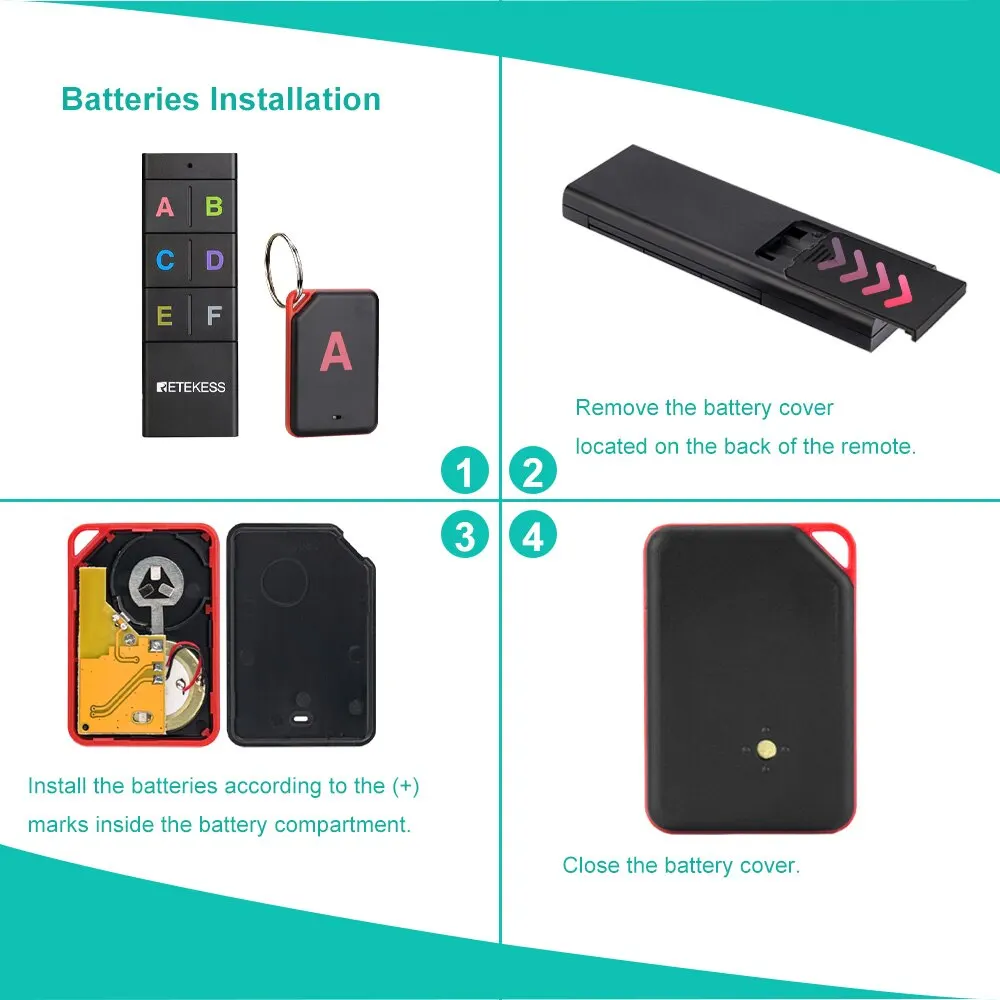 Retekess TH104 Wireless Key Finder RF Key Locator Pet Tracker Wallet Tracker Remote Control 1 RF Transmitter 6 Receiver