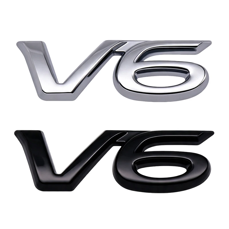 1pcs V6 3D Metal Emblem Car Stickers V6 Displacement Logo Car Rear Trunk Body Badge Stickers Car Exterior Accessories