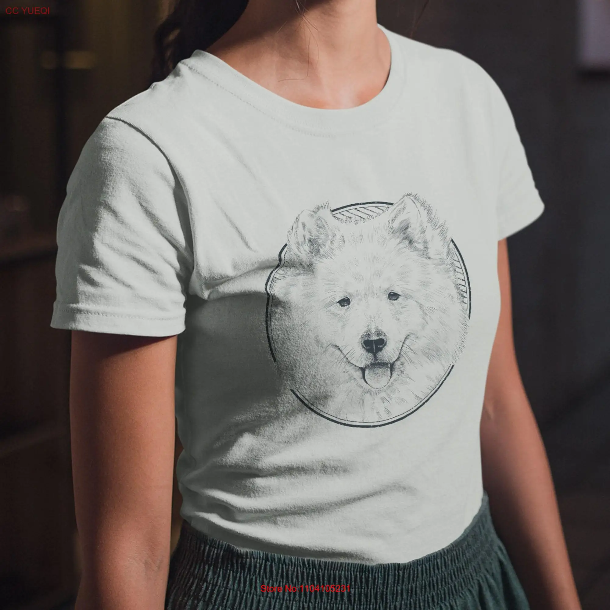 Samoyed Hipster Dog Muscle T Shirt Mom Dad Mama Boy Girl Kids Youth long or short sleeves