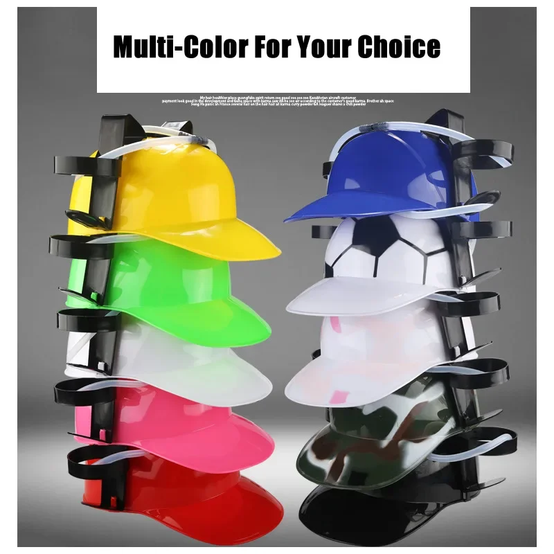 Creative Lazy Drinking Hat Beer Sada Can Dual Holder Helmet Cap With Soft Straw Bar Fun Unique Party Football Game Hats