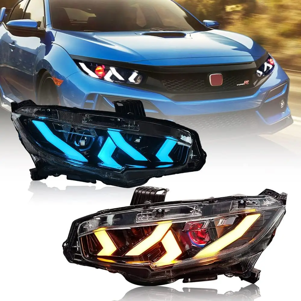 

1Set LED Headlight for Honda Civic Accessories 2016 2017 2018 2019 2020 Head lamp (S1) Turn Signal Front Head Lamps