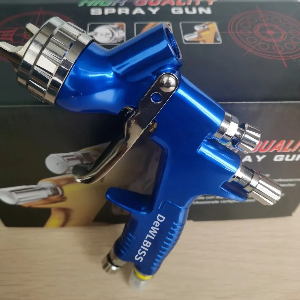 Tpaitlss Spray Gun Painting Gun 1.3mm Nozzle Blue with Mixing Cup Water Based Air Spray Gun Airbrush