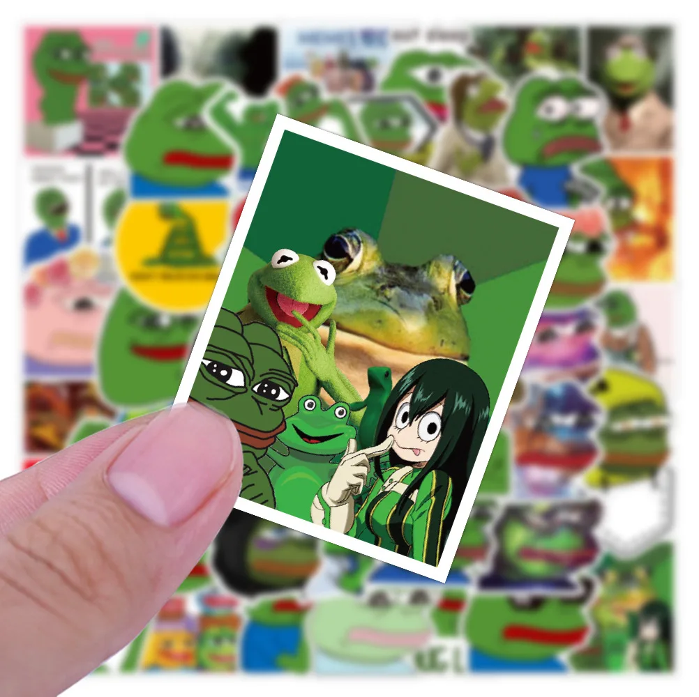 50PCS Spoof Pepe Sad Frog Cartoon Graffiti Stickers For Laptop Refrigerator Motorcycle Journal Skateboard Phone Sticker Kid Toys