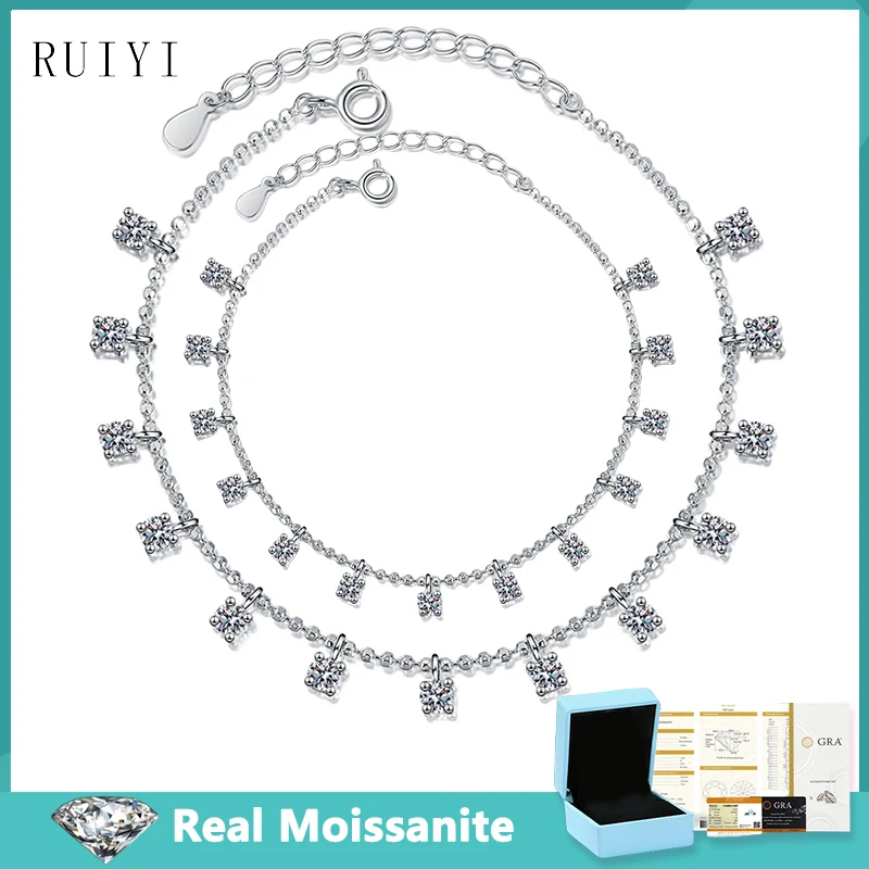 D Color 1.3-3.9cttw Moissanite Bracelets for Women Wedding Party Jewelry 925 Sterling Silver Luxury Tassels Diamond Bracelet