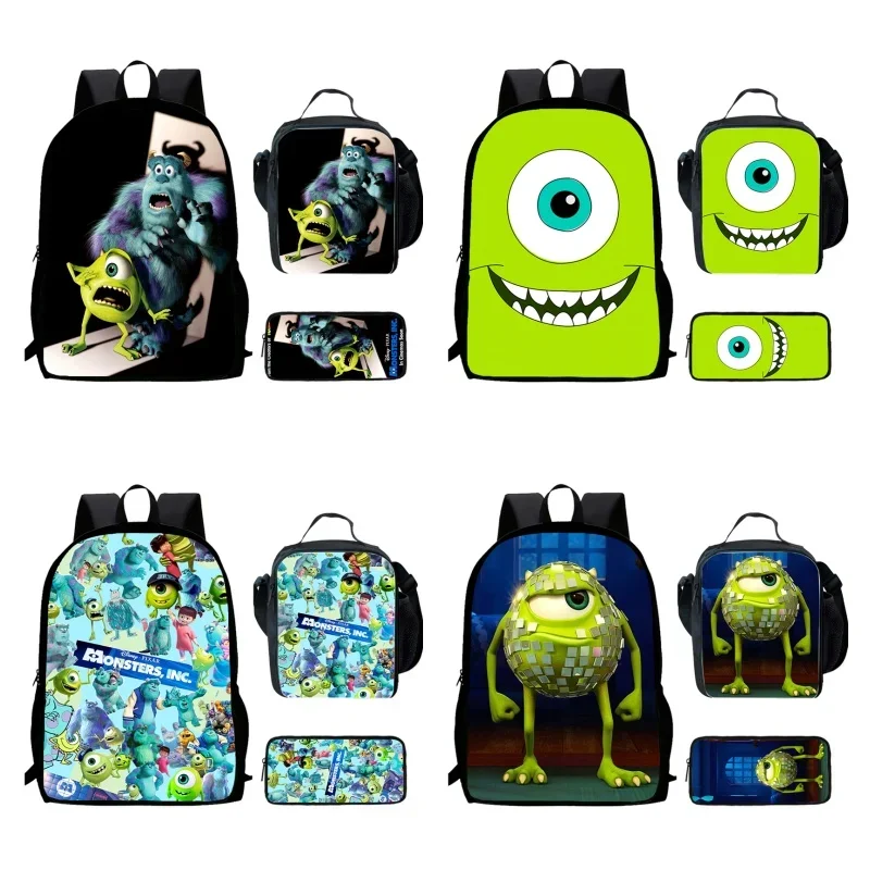 

Cartoon Monsters, Inc Child School Backpack With Lunch Bags Pencil Bags For Age 4-9,Light Weight Child School Bags For Boys Girl