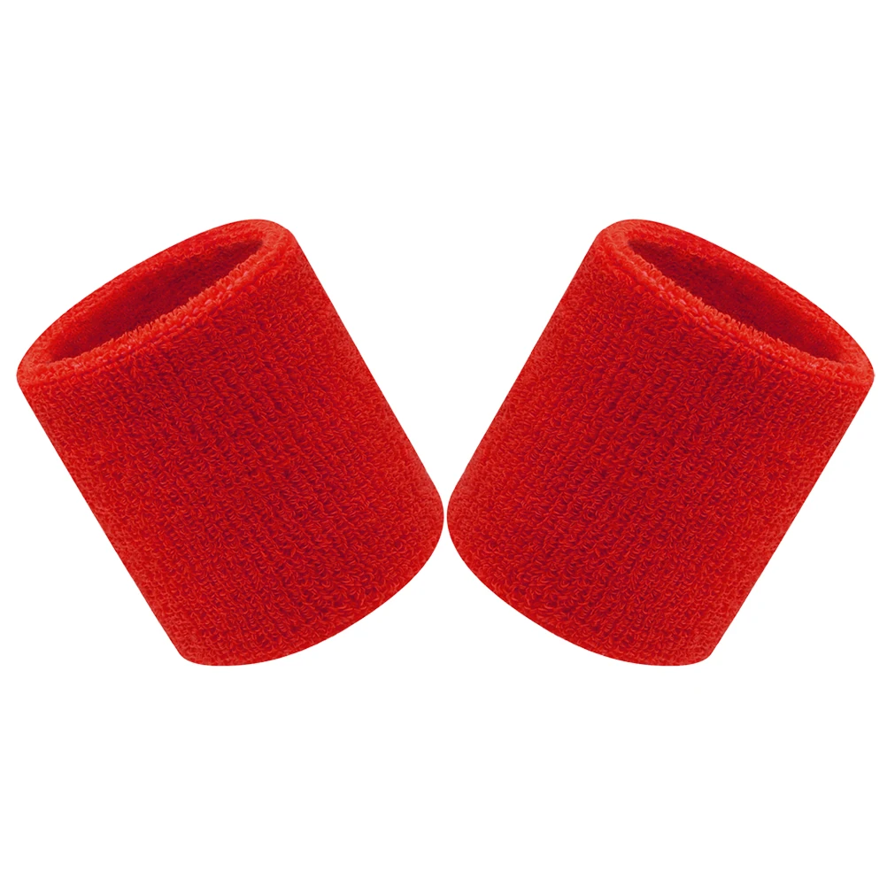 

2 Pcs Sports Wristbands Fitness Sweatbands Cotton Protector Breathable 8x8cm Red Tennis Basketball Elastic Wrist Support Brace