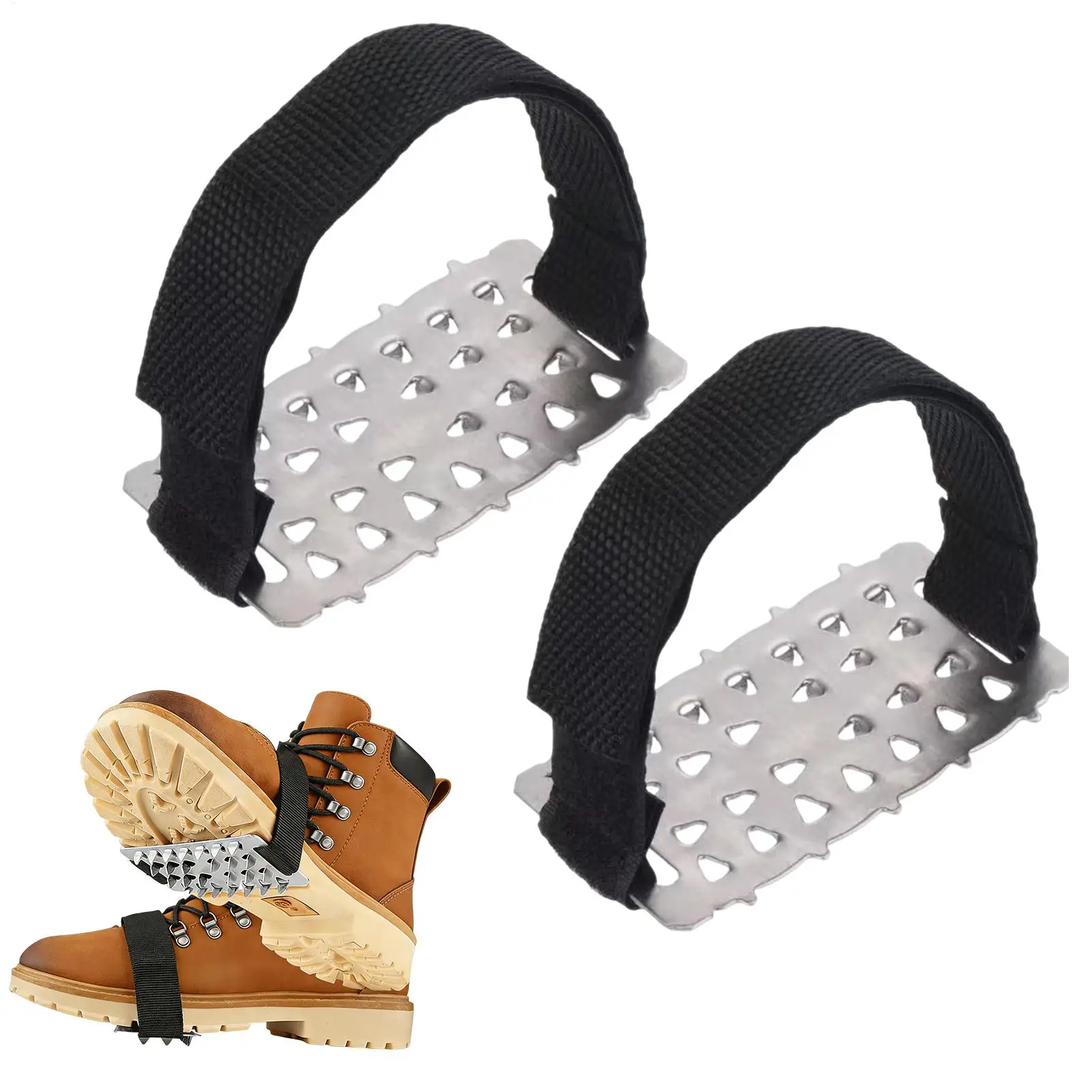 

2pcs Ice Spikes For Boots Anti-Slip Stainless Steel Footwear Ice Grippers Traction Cleats For Climbing Running Mountaineering