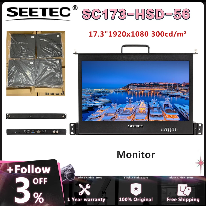 SEETEC SC173-HSD-56 17,3-дюймовый 1RU выдвижной монитор для монтажа в стойку монитор трансляции режиссер Full HD 1920x1080 для производства почтой