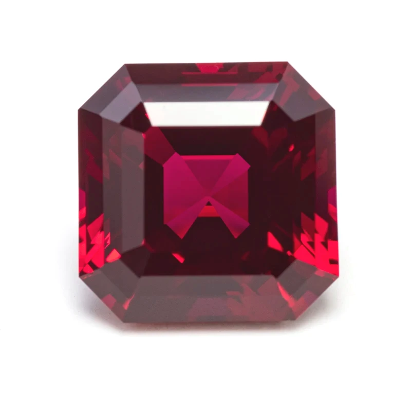 

Lab Grown Ruby Asscher Cut Square Pigeon Blood Red VVS1 Gemstone Charms DIYJewel Making Materials Selectable AGL Certificate